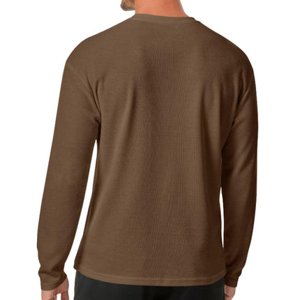 Men's Slim Fit Long Sleeve T-Shirt | Casual Waffle Texture | Round Neck | Patch Pocket | Soft Breathable Fabric | Versatile Layering Top | Comfortable Everyday Wear