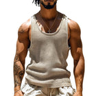 Men's Athletic Fit Tank Top | Striped Texture | Soft Cotton Blend | Breathable Casual Wear | Workout & Weekend Essential