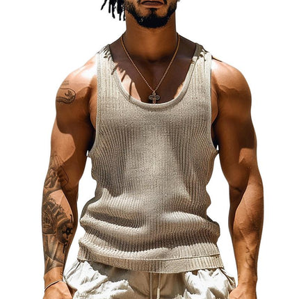 Men's Athletic Fit Tank Top | Striped Texture | Soft Cotton Blend | Breathable Casual Wear | Workout & Weekend Essential