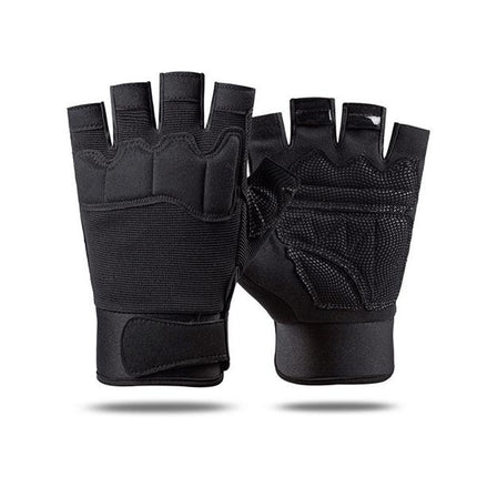 Breathable Half-Finger Tactical Gloves | Nylon Cotton Microfiber | Non-Slip Outdoor Sports | Cycling Hiking Skiing | Sand Army Green Black Camouflage | Knuckle Palm Protection | Hook and Loop Fastener