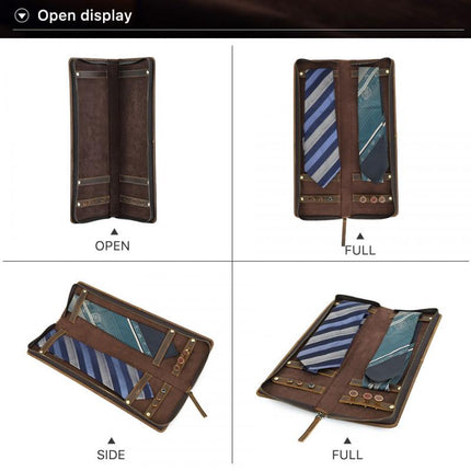 Men's Tie Organizer | Vintage Style Tie Storage | Lightweight Travel Tie Bag | Durable Portable Tie Case | Business & Travel Essentials | Classic Men's Accessories | Secure Closure | Spacious Design