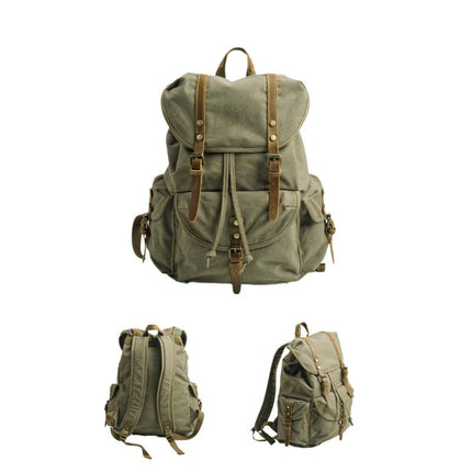 Men's Retro Outdoor Backpack | Large Capacity Canvas Bag | Multi-Pocket Design | Durable Travel Rucksack | Vintage Style Daypack | Adjustable Padded Straps | Rugged Adventure Gear