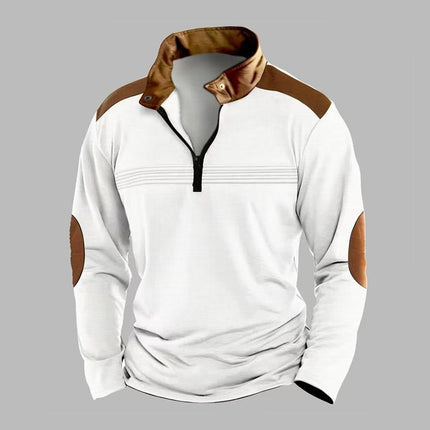 Men's Casual Sweatshirt | Colorblock Design | Stand Collar with Zipper | Long Sleeve | Regular Fit | Cotton-Blend Fabric | Layerable Outerwear | Sporty and Bold | Available in Multiple Sizes