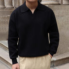 Men's Polo Shirt | Solid Color | Lapel Collar | Long Sleeve Knit | Versatile Casual to Semi-Formal | Soft Durable Fabric | Stylish Minimalistic Design | Comfortable Fit | Ideal for Layering | Sizes Available