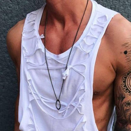 Men's Sleeveless Tank Top | Crew Neck | Tie Rope Detail | Cotton Polyester Blend | Casual Round Neck Shirt | Spring Summer Wear | Available in Multiple Sizes