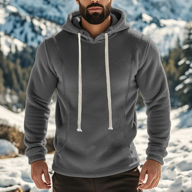 Men's Polar Fleece Hoodie | Long Sleeve Pullover | Casual Outdoor Wear | Soft Warm Fabric | Adjustable Hood | Kangaroo Pocket | Breathable & Quick-Drying | Relaxed Fit | Elastic Cuffs | Durability | Versatile Style