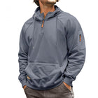 Men's Relaxed Fit Half-Zip Multi-Pocket Hooded Sweatshirt | Soft Cotton-Blend | Lightweight Fleece Lining | Adjustable Hood | Solid Color | Ribbed Cuffs | Casual Outerwear