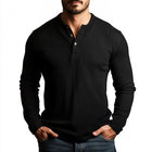 Men's Long Sleeve Henley T-Shirt | Slim Fit Casual Rib Stripe | Button Placket | Premium Fabric | Versatile Styling | Comfortable Breathable | Modern Wardrobe Essential
