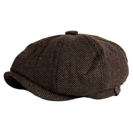 Men's Wool Beret | Vintage Herringbone Pattern Hat | Elegant Headwear for Men | High-Quality Wool | Classic Elegant Style | Comfortable Fit | Timeless Fashion Accessory | Sophisticated Outfit Enhancer