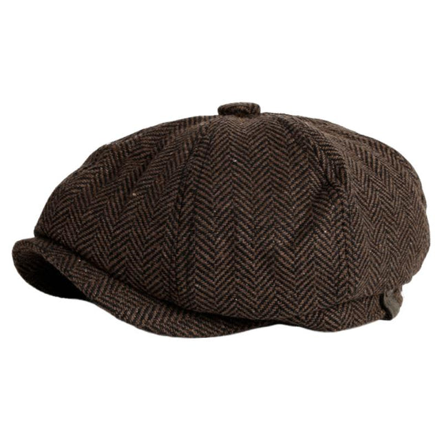Men's Wool Beret | Vintage Herringbone Pattern Hat | Elegant Headwear for Men | High-Quality Wool | Classic Elegant Style | Comfortable Fit | Timeless Fashion Accessory | Sophisticated Outfit Enhancer