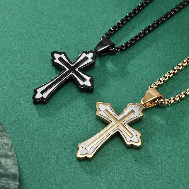 Retro Casual Cross Pendant Necklace | Color Matching Design | Unique Jewelry for Men & Women | Vintage Style Accessory