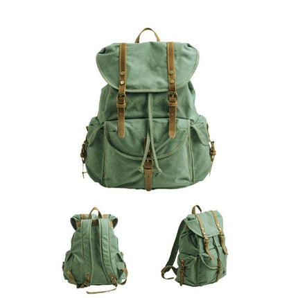 Men's Retro Outdoor Backpack | Large Capacity Canvas Bag | Multi-Pocket Design | Durable Travel Rucksack | Vintage Style Daypack | Adjustable Padded Straps | Rugged Adventure Gear