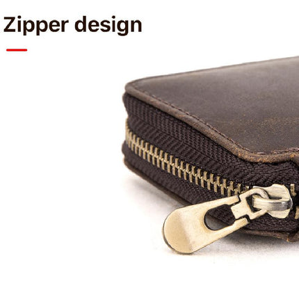 Men's Vintage Cowhide Leather Watch Organizer | Handmade Travel Storage Bag | Luxury Watch Case | Padded Compartments | Secure Closure | Antique Style | Compact Portable Design | Ideal Gift for Watch Collectors