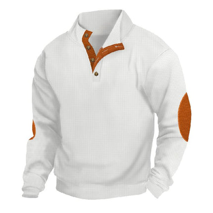 Men's Waffle Textured Sweatshirt | Stand Collar | Long Sleeve | Casual & Sporty Outdoor Wear | Warm & Breathable Knit | Multiple Colors | Versatile for Hiking & Everyday Use | Sizes Available