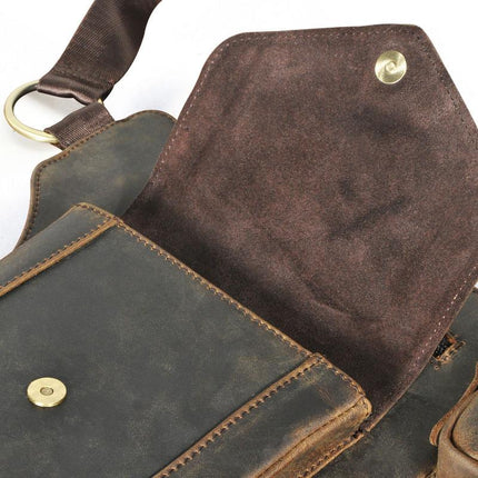 Men's Leather Waist Bag | Classic Retro Style | Outdoor Adventure | High-Quality Durable Material | Adjustable Strap | Multiple Pockets | Lightweight & Portable | Hands-Free Convenience | Travel & Daily Use