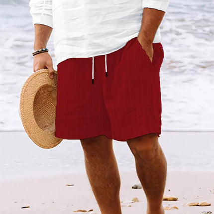 Men's Striped Cotton Blend Beach Shorts | Drawstring Waist | Breathable Fabric | Lightweight Summer Shorts | Casual Outings | Side Pockets | Versatile Easy Care | Timeless Nautical Style