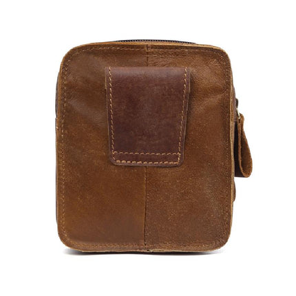 Men's Leather Waist Bag | Outdoor Wear-resistant Zipper Pack | Adjustable Strap | Multiple Compartments | Stylish and Durable | Ideal for Hiking, Travel, Daily Use