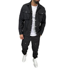 Men's Solid Lapel Single Breasted Jacket with Cargo Trousers Set | Versatile Solid Color | Tailored Fit | Stylish & Functional | Button Closure | Long Sleeve | Relaxed Fit | Breathable Fabric