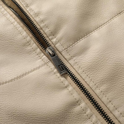 Men's Hooded Leather Jacket | Vintage Look | Fleece Lined | Slim Fit | Warm Casual Outerwear | Zip-Up Closure | Durable Leather | Wind-Resistant | Multiple Pockets | Versatile Style