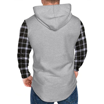 Men's Hoodie | Casual Checkered Color Block | Button-Up Design | Long Sleeve | Soft Cotton Blend | Adjustable Hood | Functional Pockets | Hip-Length | Comfortable Fit | Stylish Layering | Ideal for Fall & Spring