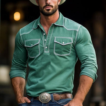 Men's Suede Polo Shirt | Western Style Slim Fit | Long Sleeve | Stylish Casual & Semi-Formal | Premium Suede Fabric | Classic Polo Collar | Fall & Spring Wardrobe Essential | Modern & Sophisticated Design