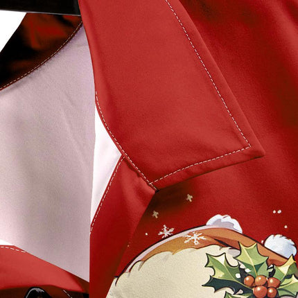 Men's Christmas Santa Claus Shirt | Vintage Casual Lapel | Short Sleeve | Button Up | Blended Fabric | Regular Fit | All Seasons | Multi-size Available | Festive Holiday Wear