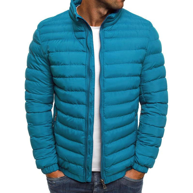 Men's Slim Fit Padded Jacket | Stand Collar | Long Sleeve | Warm Thermal Insulation | Wind-Resistant | Casual Urban Style | Lightweight Design | Multiple Secure Pockets | Easy Care | Available in Multiple Colors & Sizes
