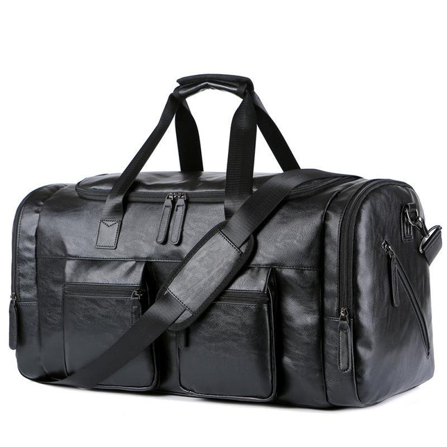 Men's Large Capacity Travel Duffle Bag | 32 Inch | PU Leather | Zipper Closure | Horizontal Square Shape | Plain Design