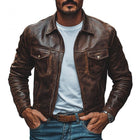 Men's Vintage Leather Jacket | Distressed Lapel Design | Slim Fit | Zipper Closure | High-Quality Material | Versatile Style | Functional Pockets | Timeless Fashion | Multiple Sizes Available