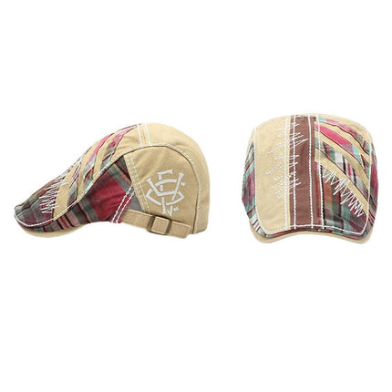 Men's Vintage Plaid Beret | Retro Stitching Hat | Warm Wool Blend | Stylish Casual Essential | Timeless Fashion | Lightweight Breathable Fabric | Perfect for Autumn Winter Wardrobe
