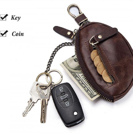 Men's Cowhide Leather Wallet | Zipper Closure | Key Compartment | Compact Design | Premium Quality | Multi-Functional Slots | Soft Lining | Sturdy Key Holder | Durable & Stylish | Perfect Gift