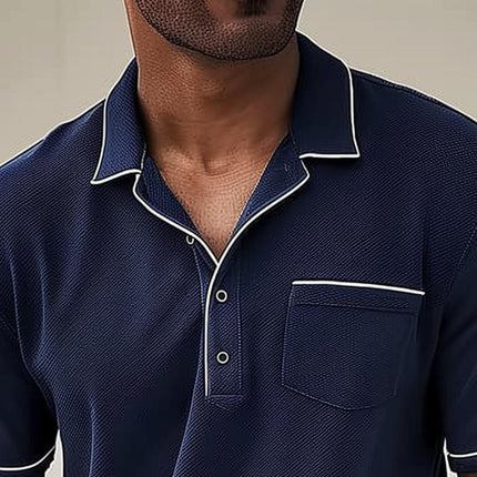 Men's Colorblock Polo Shirt | Lapel Collar | Short Sleeve | Cotton Polyester Blend | Regular Fit | Multiple Colors | S to XXL