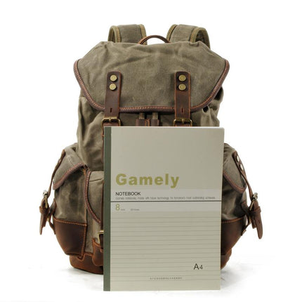 Vintage Men's Canvas Leather Backpack | Multi-Pocket | Outdoor | Casual | Durable Canvas | Leather Accents | Adjustable Straps | Versatile | Travel & Daily Use | Stylish Design | Secure Zipper Closure | Comfortable Carry