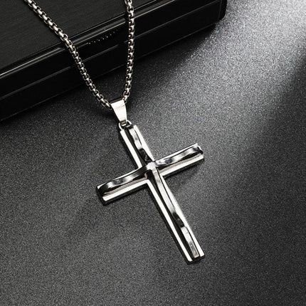 Vintage Inspired Wave Cross Pendant Necklace | Casual Fashion Jewelry | Unique Design | Trendy Accessories | Gifts for Him & Her