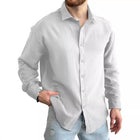 Men's Long Sleeve Dress Shirt | Solid Color | Lapel Collar | Regular Fit | Breathable Cotton Blend | Button-Down Closure | Smart Casual Wear | Versatile Styling | Suitable for All Seasons