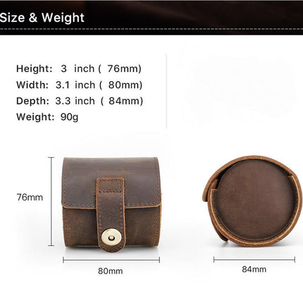 Men's Portable Watch Storage Bag | Classic Vintage Cowhide Leather | Secure Watch Compartments | Travel-Friendly Design | Soft Anti-Scratch Interior | Durable Zipper Closure | Perfect for Collectors & Travelers