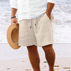 Men's Striped Cotton Blend Beach Shorts | Drawstring Waist | Breathable Fabric | Lightweight Summer Shorts | Casual Outings | Side Pockets | Versatile Easy Care | Timeless Nautical Style