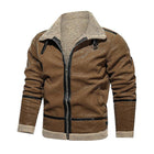 Men's Vintage Suede Jacket | Lambswool Lined | Warm Lapel | Loose Fit | Zipper Closure | Functional Pockets | Casual Winter Outerwear | Insulated Warmth | Rugged Style | Fall & Winter Coat