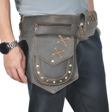 Men's Leather Waist Bag | Classic Retro Style | Outdoor Adventure | High-Quality Durable Material | Adjustable Strap | Multiple Pockets | Lightweight & Portable | Hands-Free Convenience | Travel & Daily Use