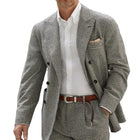 Men's Vintage Plaid Herringbone Blazer | Double-Breasted Suit | Retro Style | Gray | Lapel Design | Slim Fit | Comfortable Lining | Multiple Sizes | Classic & Fashionable | Men's Outerwear