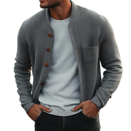 Men's Vintage-Inspired Crew Neck Cardigan | Knitted Sweater with Chest Pocket | Premium Soft Knit | Timeless Design for Versatile Wear | Ideal for Layering | Easy Care | Classic Men's Outerwear