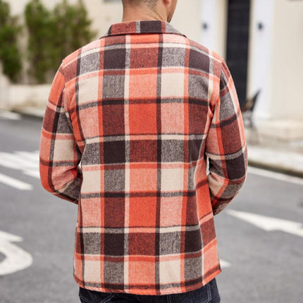 Men's Relaxed Fit Flannel Shirt | Vintage Check Pattern | Lapel Collar | Long Sleeve | Warm & Soft | Earthy Tones | Casual & Versatile | For Layering | Ideal for Fall & Winter |