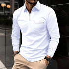 Men's Polo Shirt | Long Sleeve Lapel with Zipper | Solid Colors Breast Pocket | Versatile Casual and Semi-Formal Wear | Premium Comfortable Material