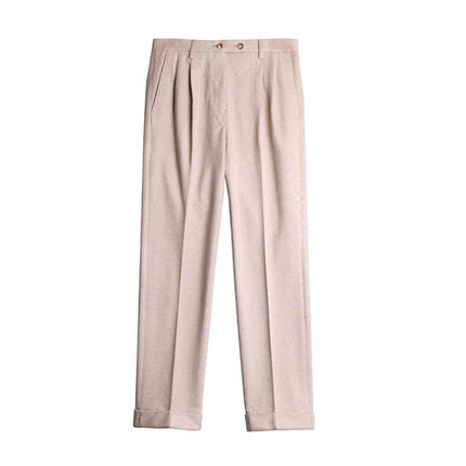 Men's Woolen Dress Pants | Autumn Winter | British Style | Tailored Waistband | Classic Fit | Wool Blend Fabric | Warmth & Insulation | Sizes S to XXL | Flat Front | Straight Leg | Elegant Checks | Practical Pockets