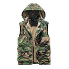 Men's Hooded Cargo Vest | Retro Camouflage Design | Plush Lining for Warmth | Durable Outer Material | Functional Cargo Pockets | Stylish Outdoor Wear for Fall & Winter | Comfortable Fit for Layering