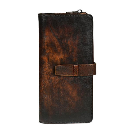 Men's Leather Wallet | Vintage Distressed Long Design | Multi-Card Slots | Genuine Leather | Slim Profile | Ample Storage | Stylish & Durable | Fits Cash & IDs | Elegant Accessory for Men