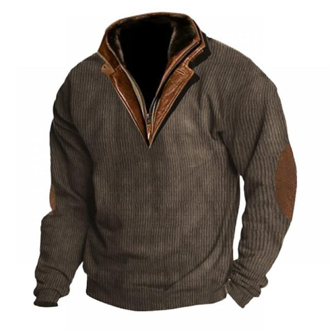 Men's Colorblock Sweatshirt | Cotton-Polyester Blend | Lapel Collar | Long Sleeves | Casual & Semi-Casual | Regular Fit | Stylish Stitching | Fall & Winter Wear | Versatile Layering Piece