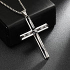 Vintage Inspired Wave Cross Pendant Necklace | Casual Fashion Jewelry | Unique Design | Trendy Accessories | Gifts for Him & Her