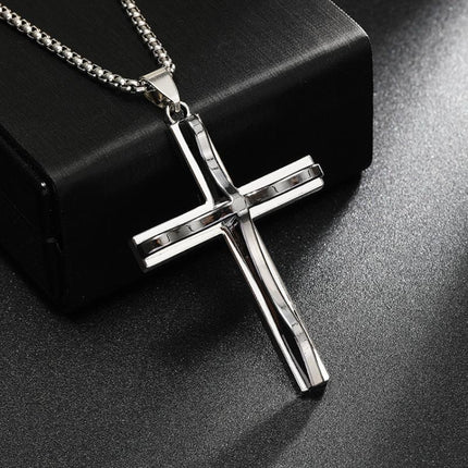 Vintage Inspired Wave Cross Pendant Necklace | Casual Fashion Jewelry | Unique Design | Trendy Accessories | Gifts for Him & Her