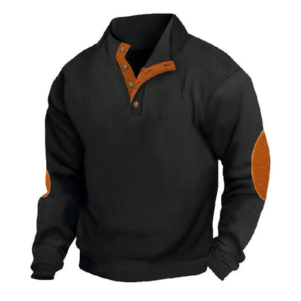 Men's Waffle Textured Sweatshirt | Stand Collar | Long Sleeve | Casual & Sporty Outdoor Wear | Warm & Breathable Knit | Multiple Colors | Versatile for Hiking & Everyday Use | Sizes Available